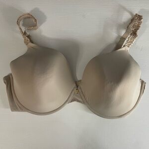 Natori Nude Beige Smooth Full-Coverage Bra with Lace Straps